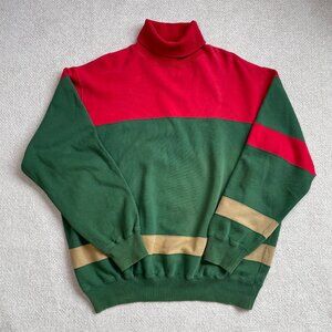 VNTG Ralph Lauren Polo Country (XL) Colorblock Turtleneck Cotton Blend Sweater